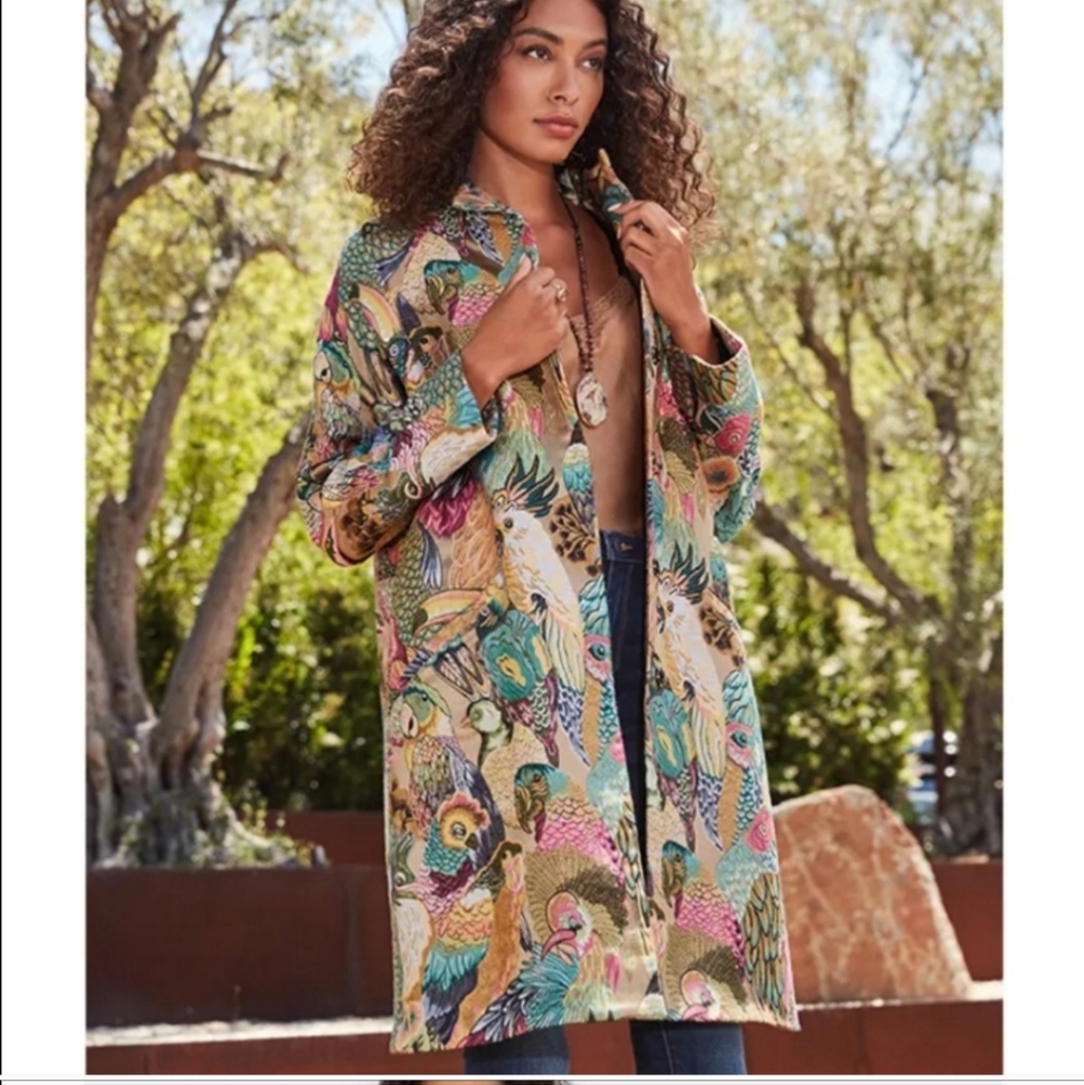 Johnny Was AVIFAUNA JACQUARD COAT Size XL NWT